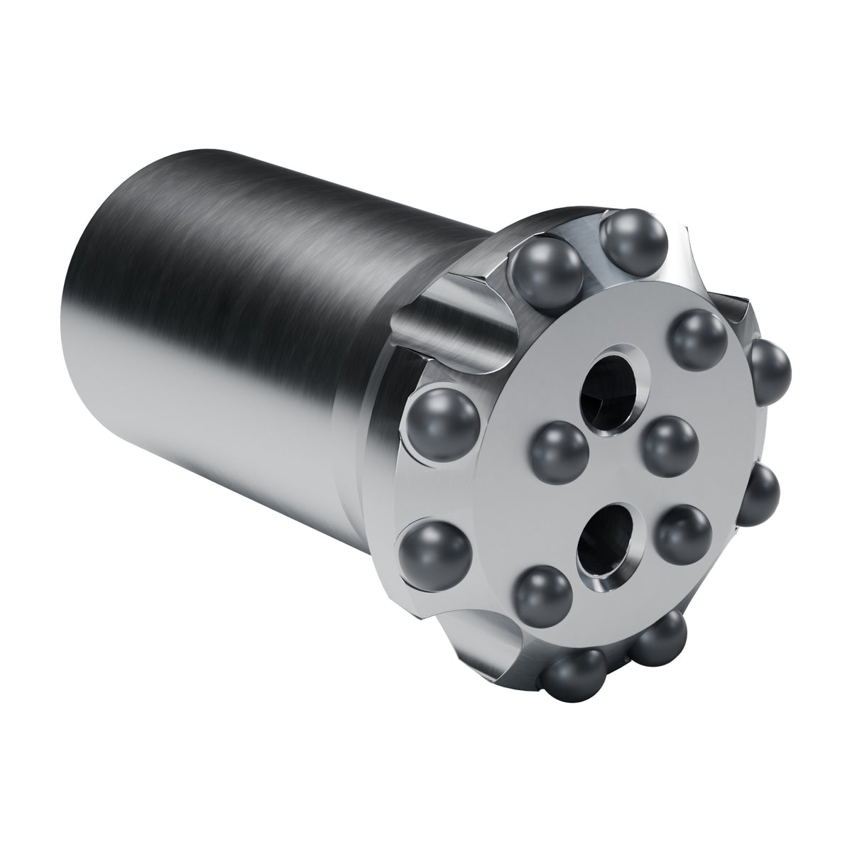 Brunner & Lay T51 button bit, flat face, HI-duty, 8 gauge + 5 mid buttons, 2 front flushing holes (render)