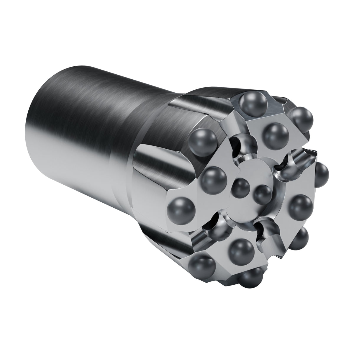 Rockmore GT60 button bit, drop centre, 8 gauge + 4 front + 2 centre buttons, 4 front flushing holes (render)