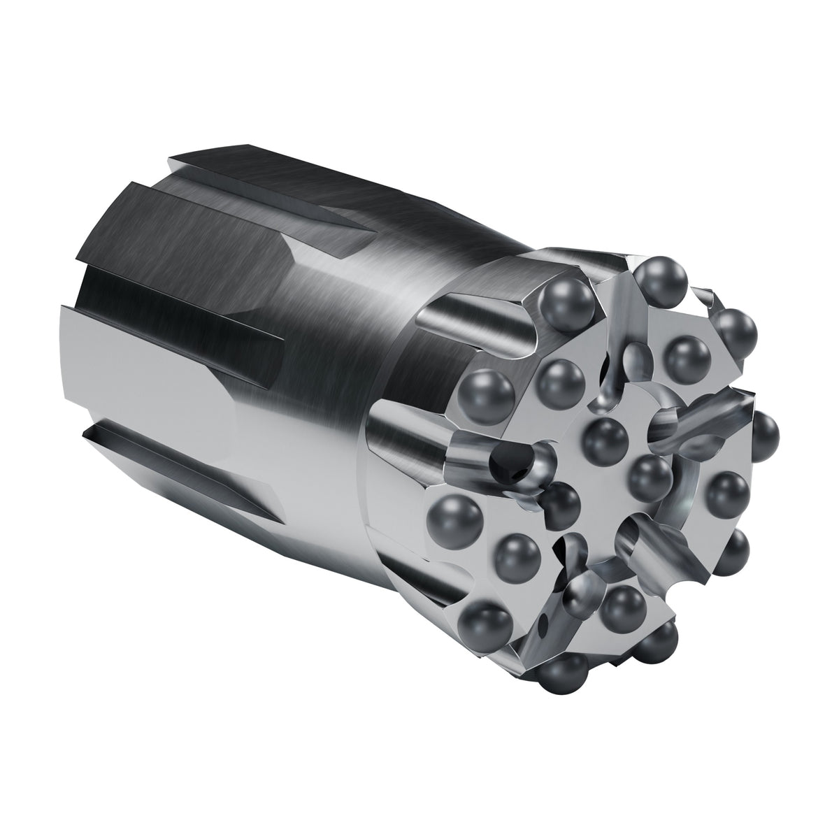 Rockmore GT60 button bit, drop centre, Starflow, XTRAC, 10 gauge + 5 front + 3 centre buttons, 5 front flushing holes (render)