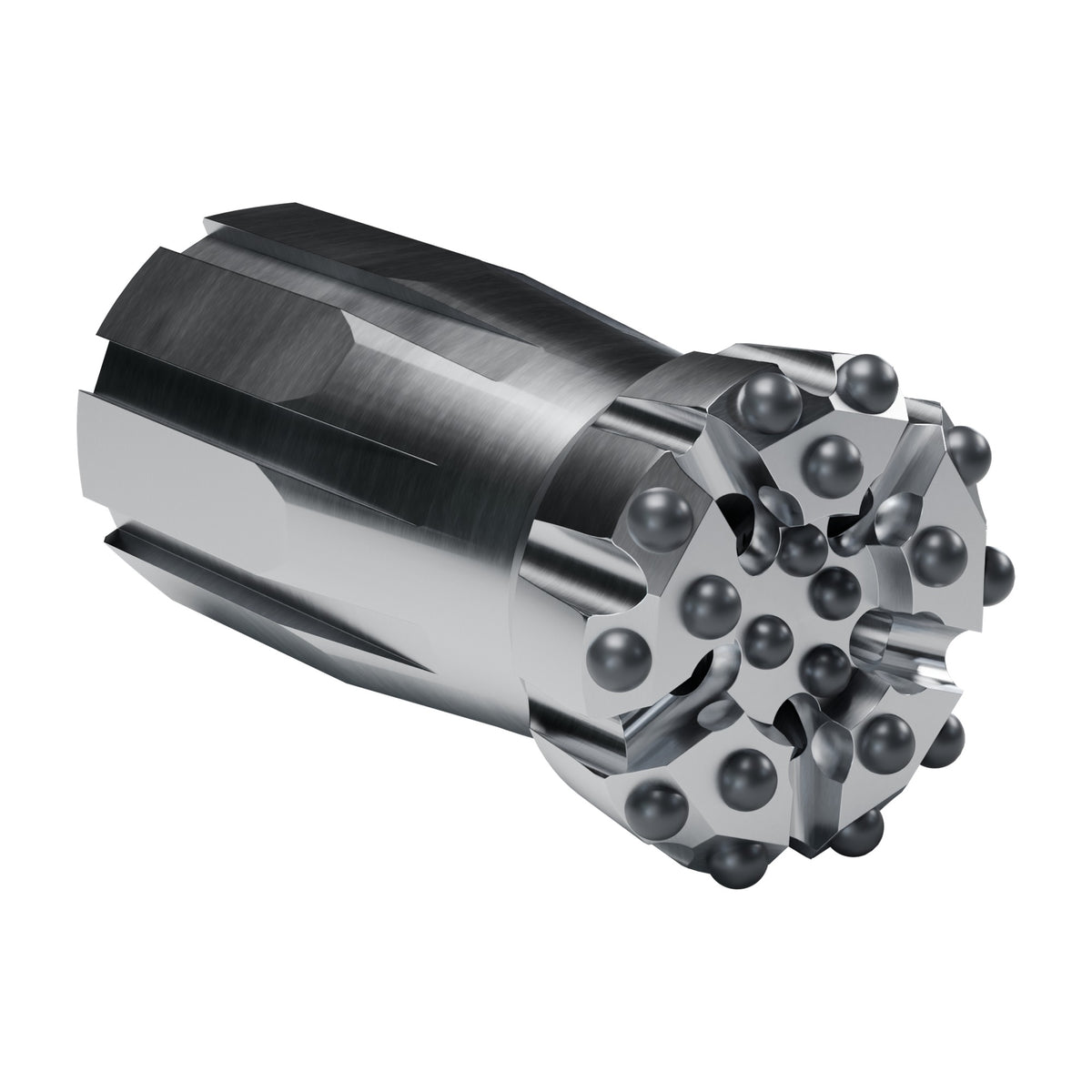 Rockmore XT51 button bit, drop centre, Starflow, XTRAC, 10 gauge + 5 front + 4 centre buttons, 5 front flushing holes (render)