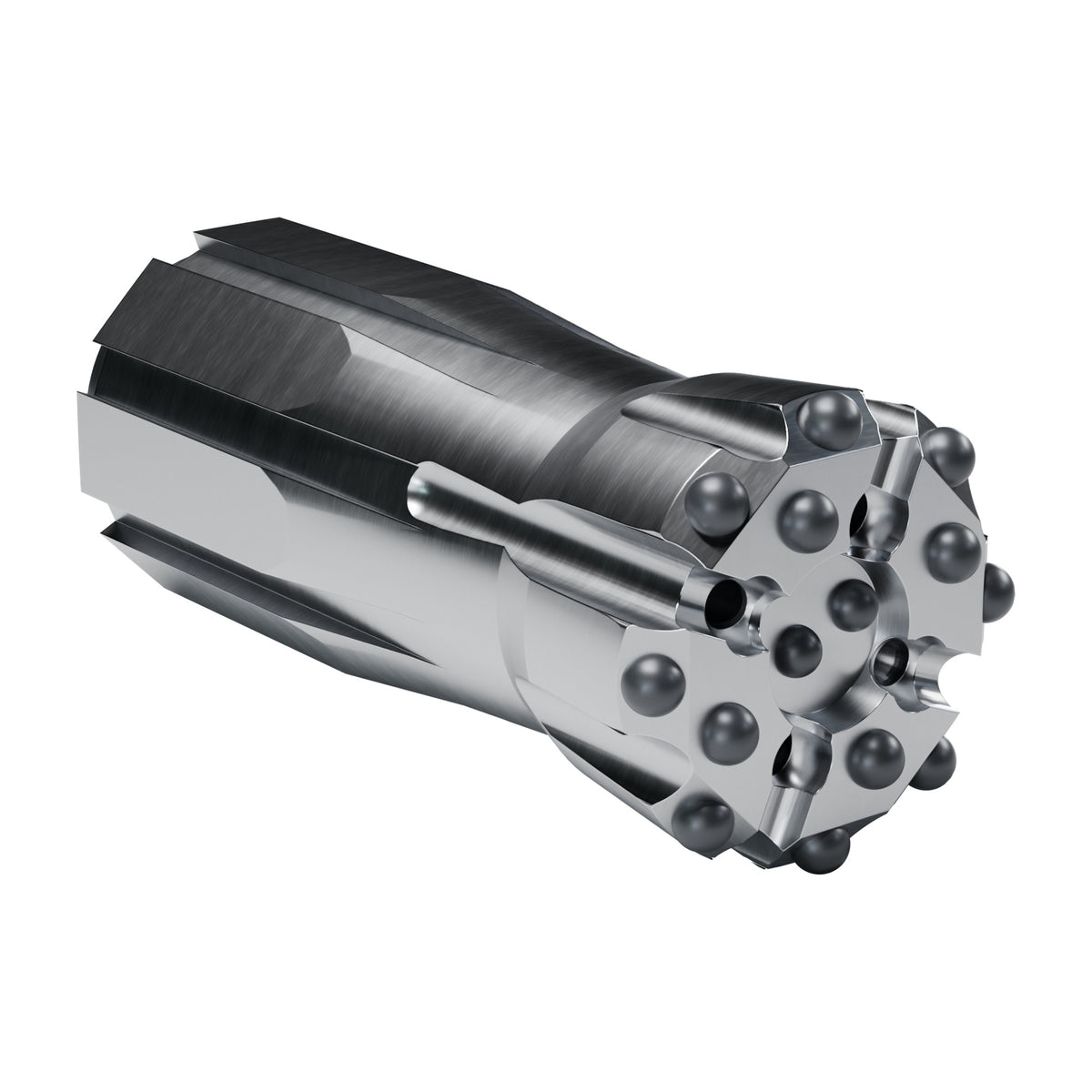 Rockmore XT51 button bit, drop centre XTRAC, 8 gauge + 4 front + 2 centre buttons, 4 front flushing holes (render)
